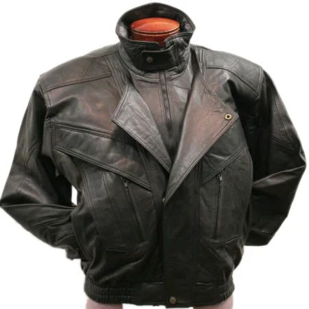 Leather windbreaker flight jacket