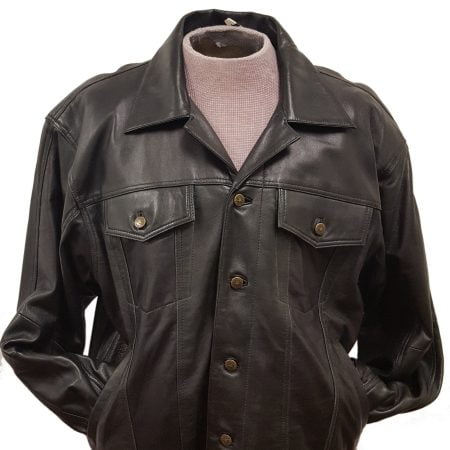 Men's Lambskin Leather Long Sleeves Button Up Dress Shirt