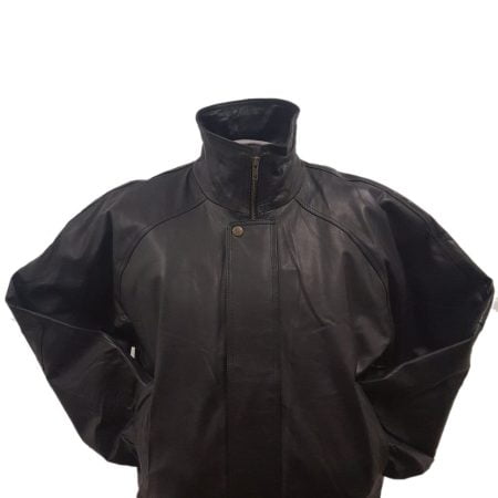 Leather flight jacket bomber collar zipper