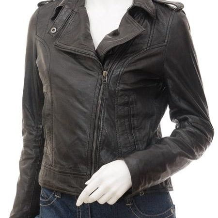 Women's Durable Cowhide Leather Biker Jacket