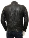 Collarless Black Biker Jacket