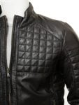 Collarless Black Biker Jacket