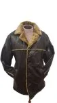 Men’s Black Leather 4 Button Coat with Faux Tan Fur lining