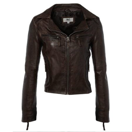 Women's Cropped Style Leather Biker Jacket