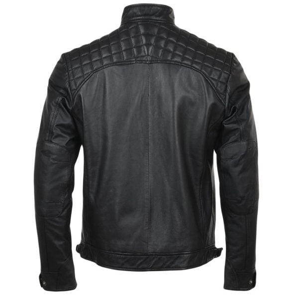 Men's Straight Leather Biker Quilted Shoulder Jacket