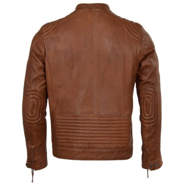 Men's Straight Quilted Shoulder Leather Biker Jacket