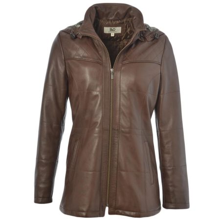 Women's Leather Hooded Parka