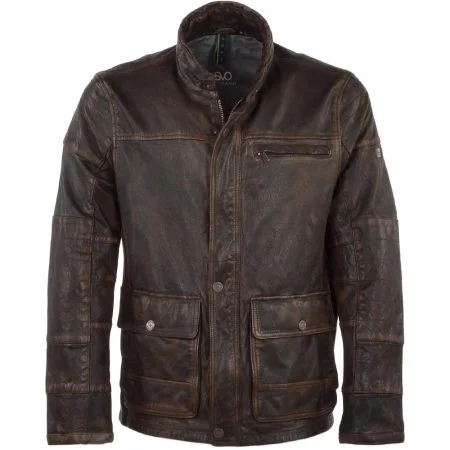 Brown Leather Bomber Jacket