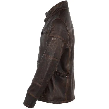 Men's Vintage Brown Leather Bomber Jacket Washed