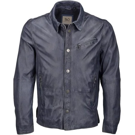 Men's 6 Button Cowhide Leather Long Sleeve Shirt