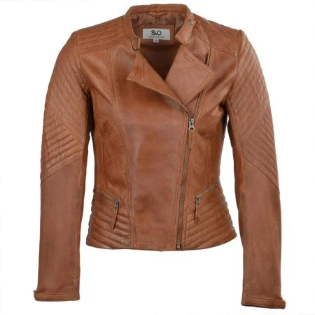 Women's Leather Biker Quilted Jacket