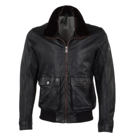 Leather Bomber Collar Jacket