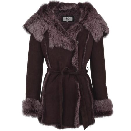 Women's Hooded Purple Sheepskin Leather Jacket