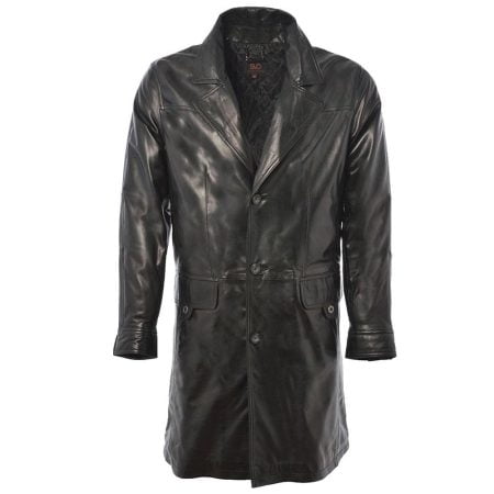 Men's Leather 3/4 Mid-Length 3 Button Coat