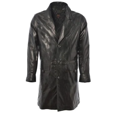 Men's Leather 3/4 Mid-Length 3 Button Coat
