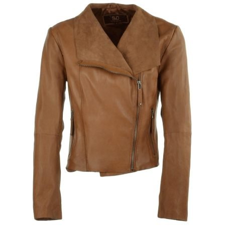 Women's Cross Zipper Leather Biker Jacket