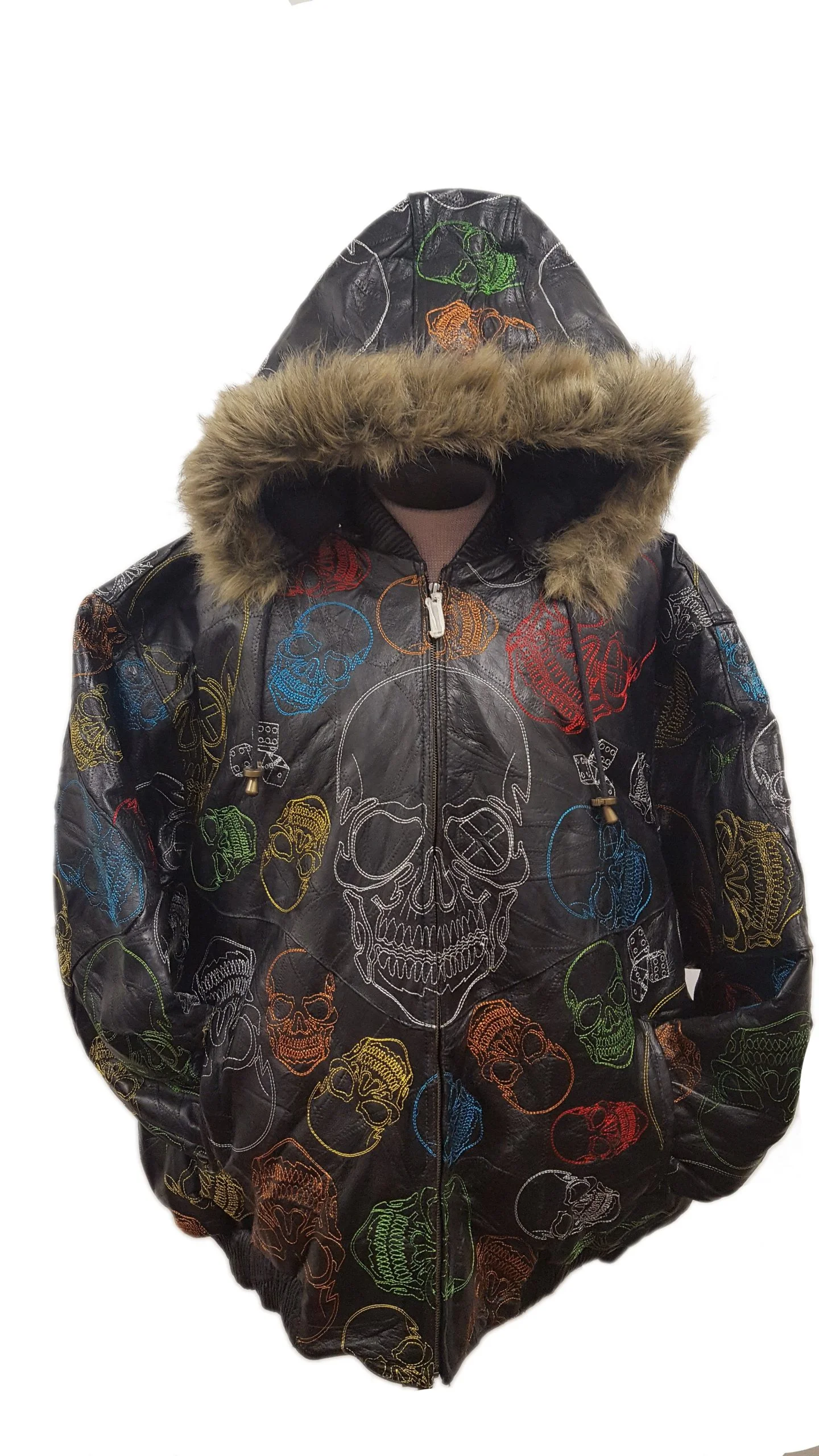 Skull Embroidery Leather Jacket Skull Embroidery Leather Jacket