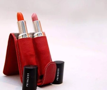 Bella Full Grain Leather Double Lipstick Case Holder with Mirror must have travel accessories