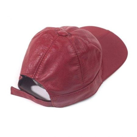 Juliette lambskin leather baseball cap for women in Red Color