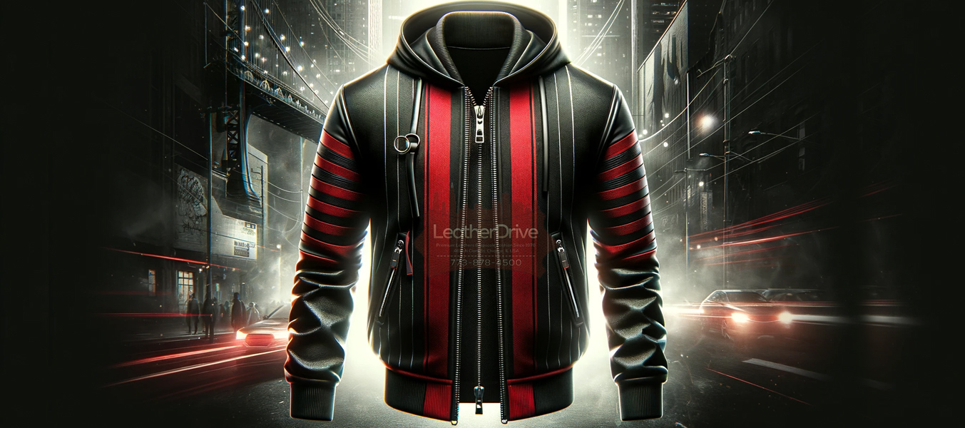 Buy Men’s Black Red Bomber Style Striped Jacket