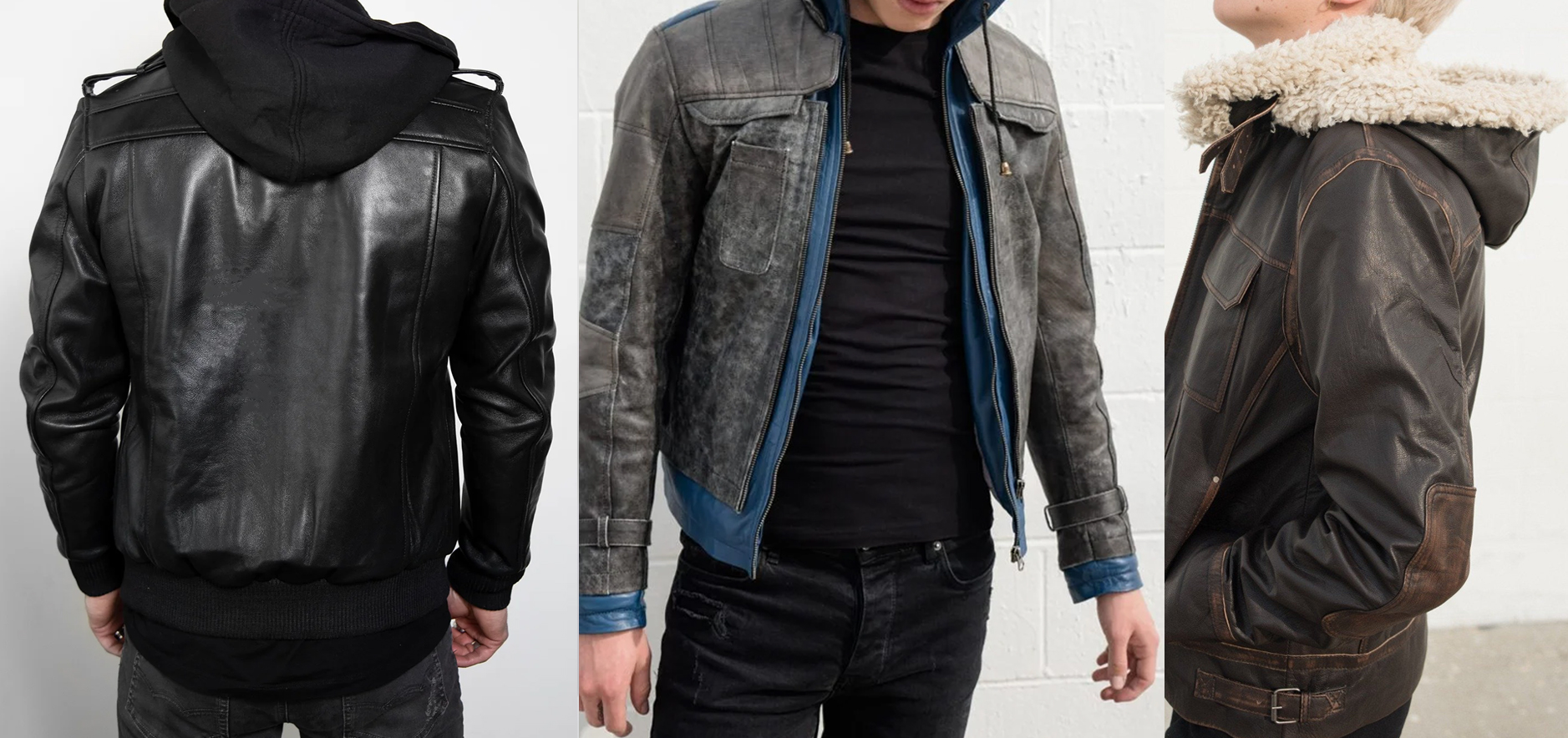 Men's Hooded Leather Jacket