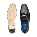 Belvedere-Bruno-Mens-Shoes-Black-Exotic-Ostrich-Calf-Skin-Leather-Horsebit-Split-Toe-Loafers