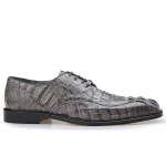 Belvedere-Designer-Shoes-Mens-Chapo-Gray-Genuine-Hornback-Crocodile-Oxfords