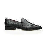 Belvedere-Espada-Mens-Shoes-Black-Exotic-Genuine-Ostrich-Split-Toe-Penny-Loafers