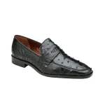 Belvedere-Espada-Mens-Shoes-Black-Exotic-Genuine-Ostrich-Split-Toe-Penny-Loafers