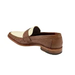 Belvedere-Espada-Mens-Shoes-Tabacco-Cream-Exotic-Genuine-Ostrich-Split-Toe-Penny-Loafers