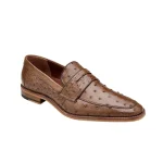 Belvedere-Espada-Mens-Shoes-Tabacco-Exotic-Genuine-Ostrich-Split-Toe-Penny-Loafers