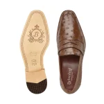 Belvedere-Espada-Mens-Shoes-Tabacco-Exotic-Genuine-Ostrich-Split-Toe-Penny-Loafers