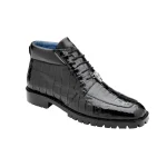 Belvedere-Gallardo-Mens-Shoes-Black-Exotic-Caiman-Crocodile-Derby-Split-Toe-Boots