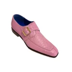 Belvedere-Josh-Mens-Shoes-Rose-Pink-Genuine-Ostrich-Split-Toe-Monk-strap-Loafers