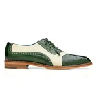 Belvedere-Sesto-Shoes-Mens-Green-Cream-Exotic-Genuine-Ostrich-Calf-Skin-Leather-Oxfords