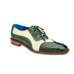 Belvedere-Sesto-Shoes-Mens-Green-Cream-Exotic-Genuine-Ostrich-Calf-Skin-Leather-Oxfords