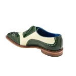 Belvedere-Sesto-Shoes-Mens-Green-Cream-Exotic-Genuine-Ostrich-Calf-Skin-Leather-Oxfords