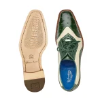 Belvedere-Sesto-Shoes-Mens-Green-Cream-Exotic-Genuine-Ostrich-Calf-Skin-Leather-Oxfords