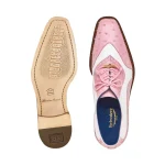 Belvedere-Sesto-Shoes-Mens-Pink-White-Genuine-Ostrich-Calf-Skin-Leather-Oxfords