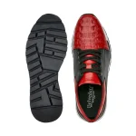 Belvedere-Titan-Mens-Shoes-Black-Red-Exotic-Caiman-Crocodile-Calf-Skin-Leather-Casual-Sneakers