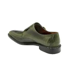 Belvedere-Valiente-Mens-Shoes-Antique-Forest-Green-Exotic-Genuine-Ostrich-Double-Monk-Straps-Loafers