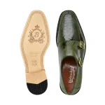 Belvedere-Valiente-Mens-Shoes-Antique-Forest-Green-Exotic-Genuine-Ostrich-Double-Monk-Straps-Loafers