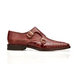 Belvedere-Valiente-Mens-Shoes-Antique-Rust-Exotic-Genuine-Ostrich-Double-Monk-Straps-Loafers