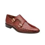 Belvedere-Valiente-Mens-Shoes-Antique-Rust-Exotic-Genuine-Ostrich-Double-Monk-Straps-Loafers