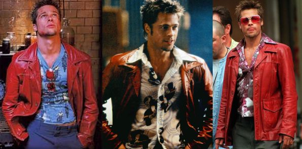 Fight Club (1999) Brad Pitt Retro Red Leather Jacket