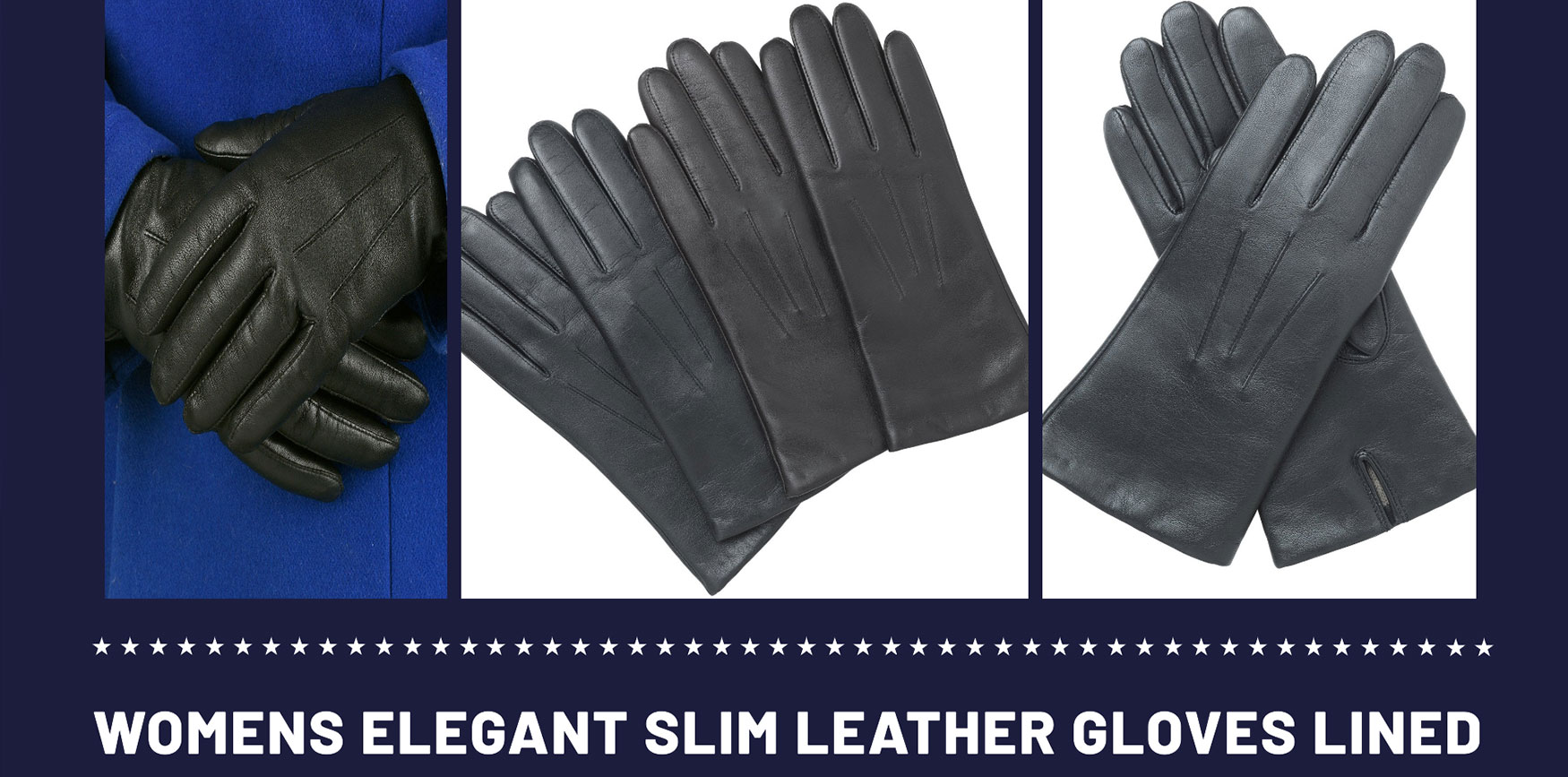 Women Elegant Slim Leather Gloves Lined